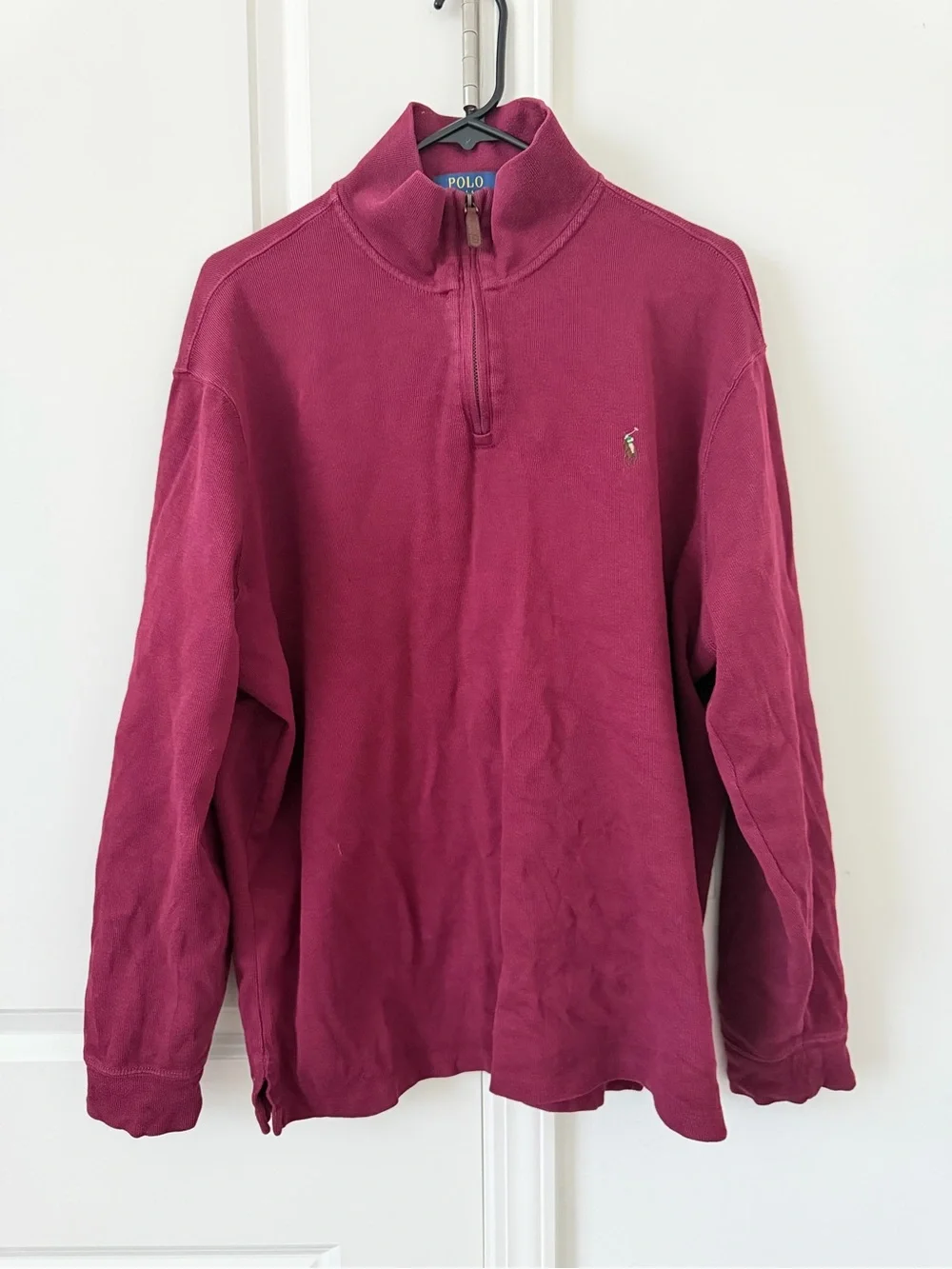 Polo Ralph Lauren Men's Burgundy 1/4 Zip Pullover Sweater XL Classic Wine Fall